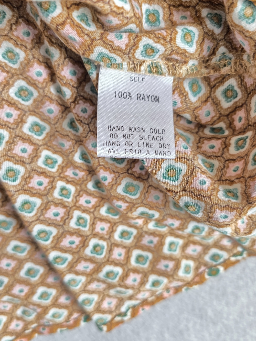 Easel Peach Multi Patchwork Boho Blouse Oversize Fun Western Bubble Sleeves Cute - Picture 8 of 11